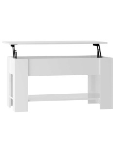 Tavolino da Salotto Bianco Lucido 101x49x52cm Legno Multistrato 2