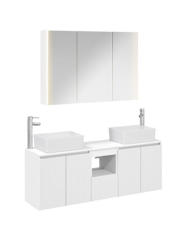 Set di Armadi da Bagno 4 pcs Bianco Legno ingegnerizzato