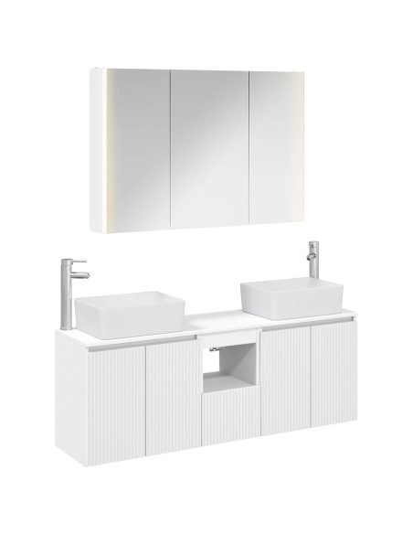 Set di Armadi da Bagno 4 pcs Bianco Legno ingegnerizzato
