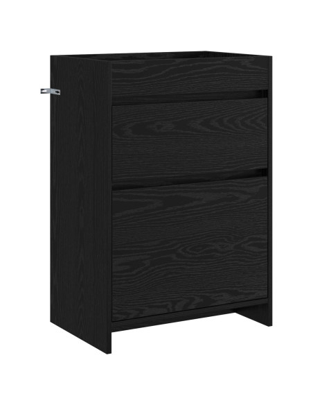 Mobiletto da Bagno Sotto Lavabo Rovere Nero 56 x 37,5 x 81 cm