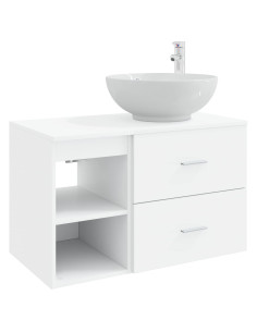Set di mobili per il bagno 2 pcs Bianco Legno ingegnerizzato