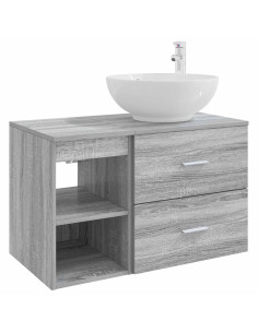 Set di mobili per il bagno 2 pcs Sonoma grigio