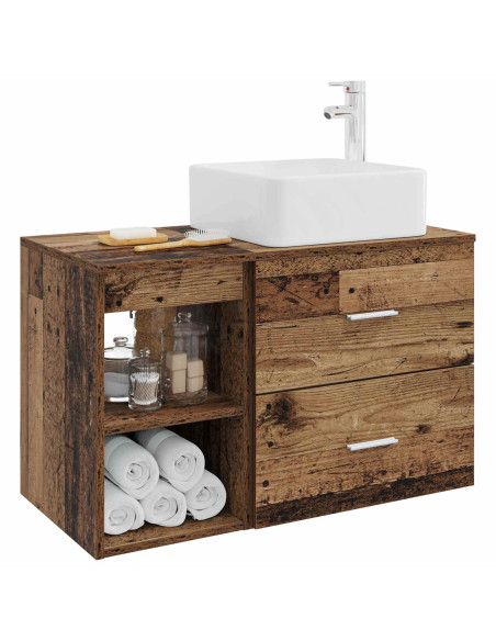 Set di mobili per il bagno 2 pcs Legno antico
