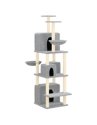 Albero per Gatti con Tiragraffi in Sisal Grigio Chiaro 180 cm