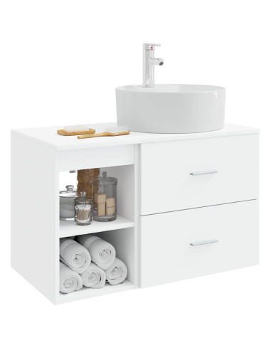 Set di mobili per il bagno 2 pcs Bianco Legno ingegnerizzato