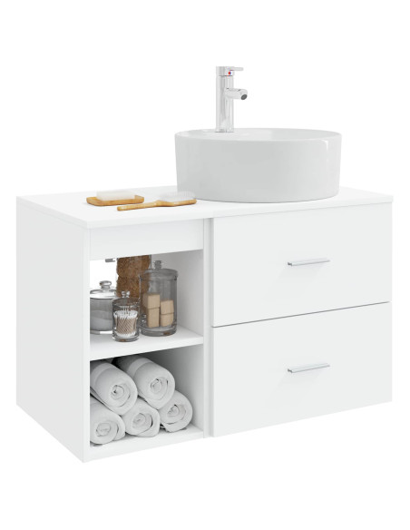 Set di mobili per il bagno 2 pcs Bianco Legno ingegnerizzato