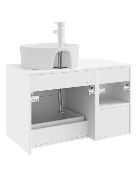 Set di mobili per il bagno 2 pcs Bianco Legno ingegnerizzato