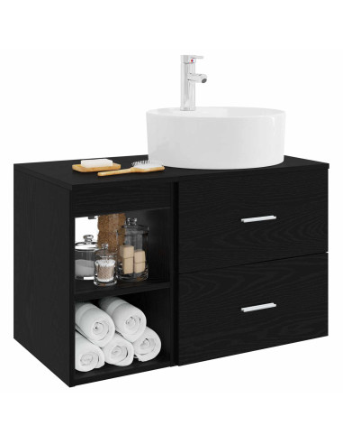 Set di mobili per il bagno 2 pcs Rovere Nero