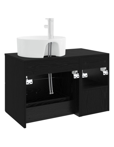 Set di mobili per il bagno 2 pcs Rovere Nero