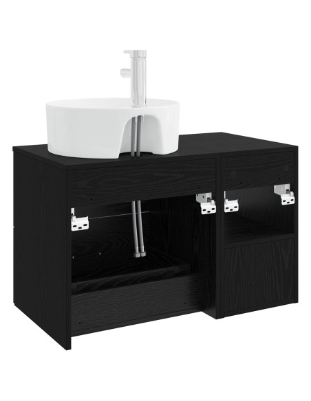 Set di mobili per il bagno 2 pcs Rovere Nero