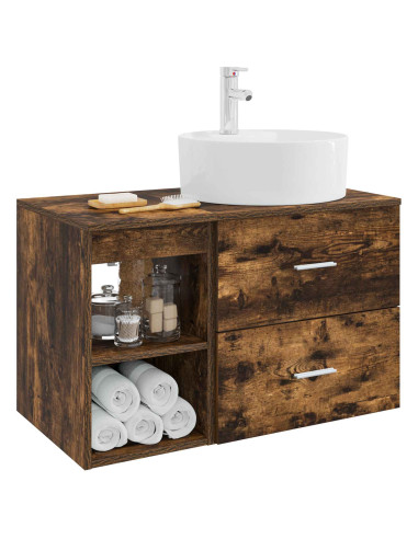 Set di mobili per il bagno 2 pcs Rovere Fumo