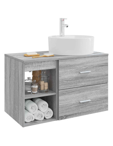 Set di mobili per il bagno 2 pcs Sonoma grigio