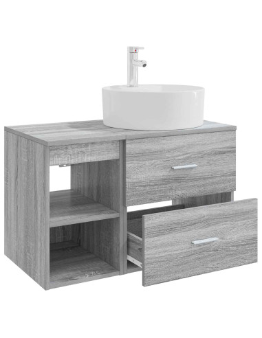 Set di mobili per il bagno 2 pcs Sonoma grigio