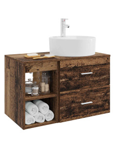 Set di mobili per il bagno 2 pcs Legno antico 2