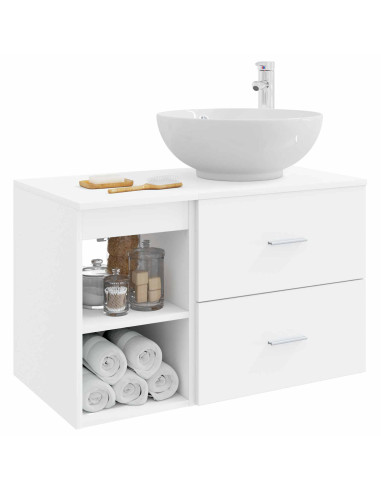Set di mobili per il bagno 2 pcs Bianco Legno ingegnerizzato