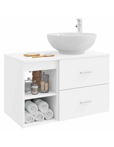 Set di mobili per il bagno 2 pcs Bianco Legno ingegnerizzato