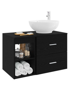Set di mobili per il bagno 2 pcs Rovere Nero 2