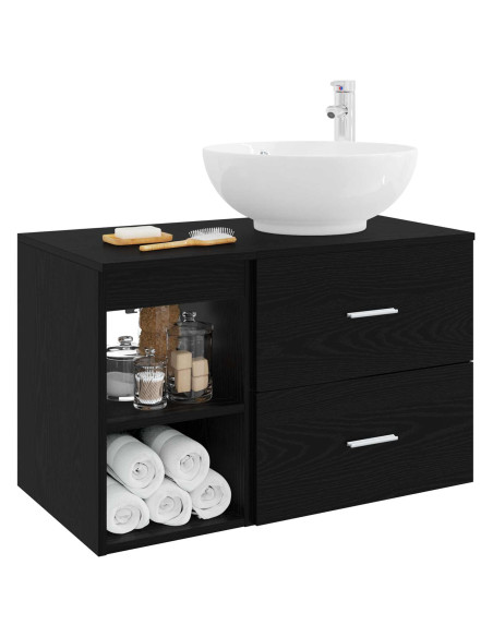 Set di mobili per il bagno 2 pcs Rovere Nero