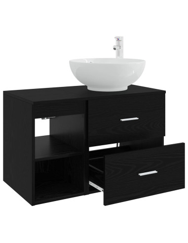 Set di mobili per il bagno 2 pcs Rovere Nero