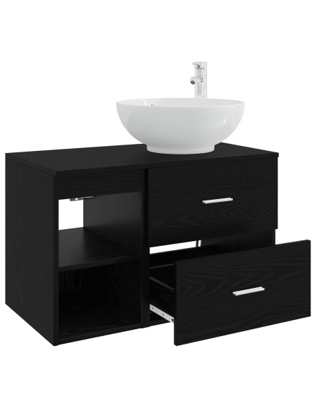 Set di mobili per il bagno 2 pcs Rovere Nero