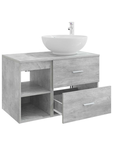Set di mobili per il bagno 2 pcs Grigio Cemento