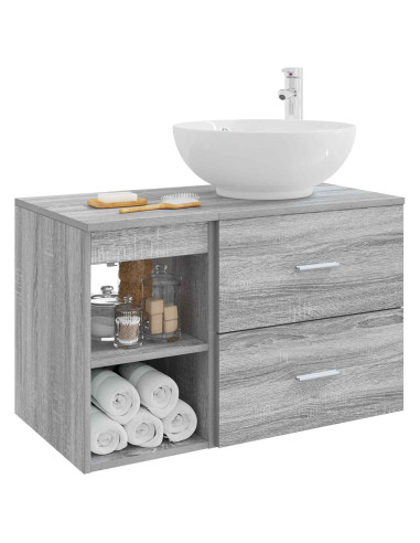 Set di mobili per il bagno 2 pcs Sonoma grigio