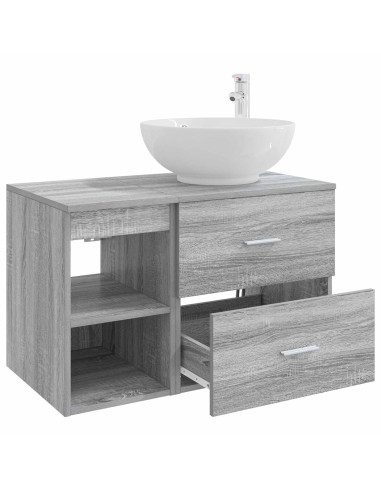 Set di mobili per il bagno 2 pcs Sonoma grigio