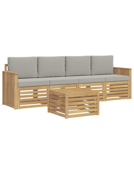 Set di divani da esterno 5 pcs Bianco e Grigio Chiaro