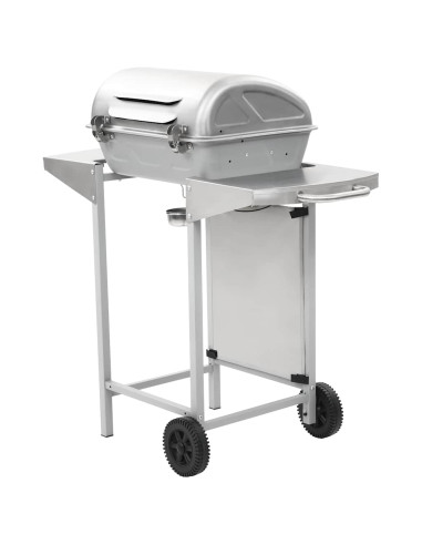 Barbecue a Gas con Griglia 2 Fornelli Argento Acciaio Inox