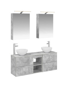 Set di Armadi da Bagno 5 pcs Grigio Cemento 50 x 14,5 x 70 cm