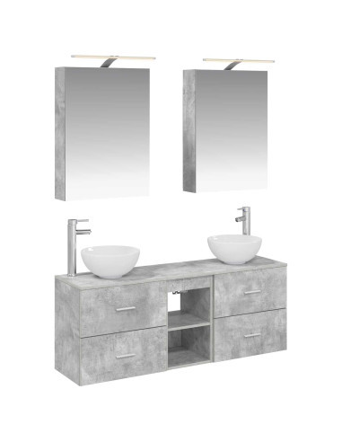 Set di Armadi da Bagno 5 pcs Grigio Cemento 50 x 14,5 x 70 cm