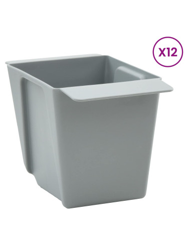 Fioriere per Euro pallet 12 pcs Grigio Chiaro 14 x 9 x 9,5 cm