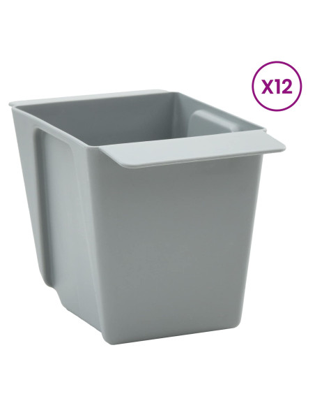 Fioriere per Euro pallet 12 pcs Grigio Chiaro 14 x 9 x 9,5 cm