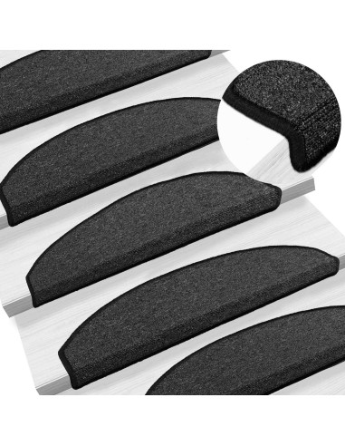 Tappetini per scale autoadesivi Semicircolare 15 pcs Antracite