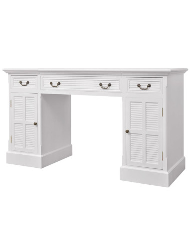 Scrivania a Doppia Colonna Bianca 140x48x80 cm