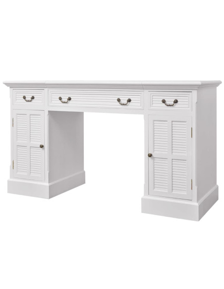 Scrivania a Doppia Colonna Bianca 140x48x80 cm