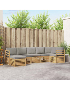 Set di divani da esterno 7 pcs Bianco e Grigio Chiaro