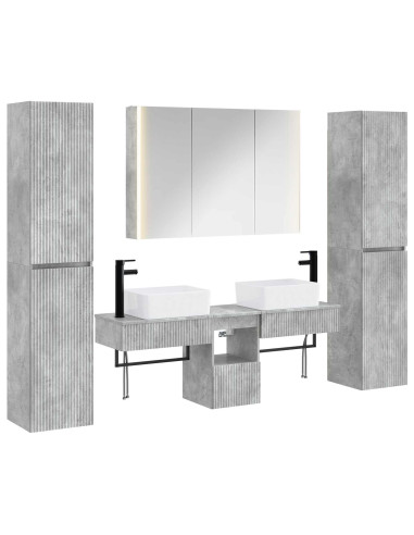 Set di mobili per il bagno 6 pcs Grigio Cemento