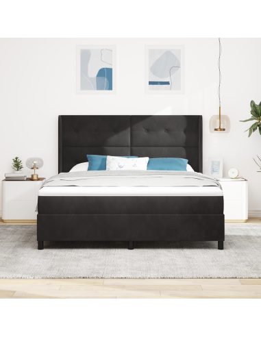 Letto a molle con materasso Nero 180 x 200 cm Velluto