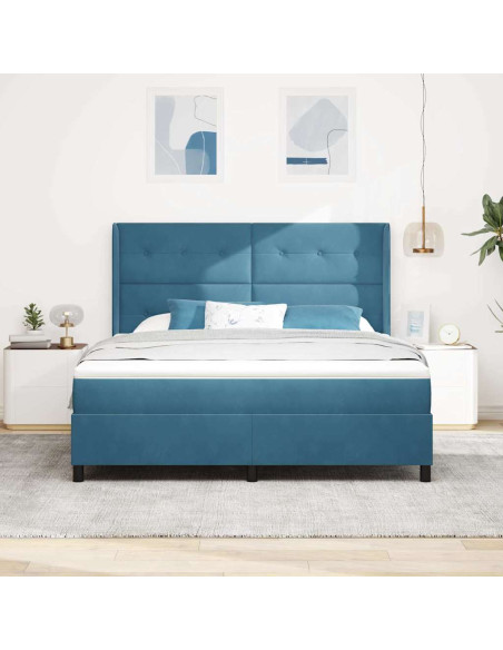 Letto a molle con materasso Blu 180 x 200 cm Velluto