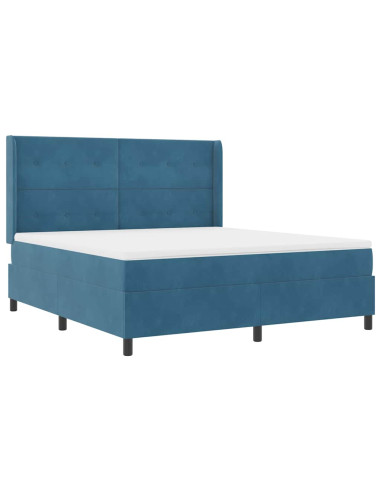 Letto a molle con materasso Blu 180 x 200 cm Velluto