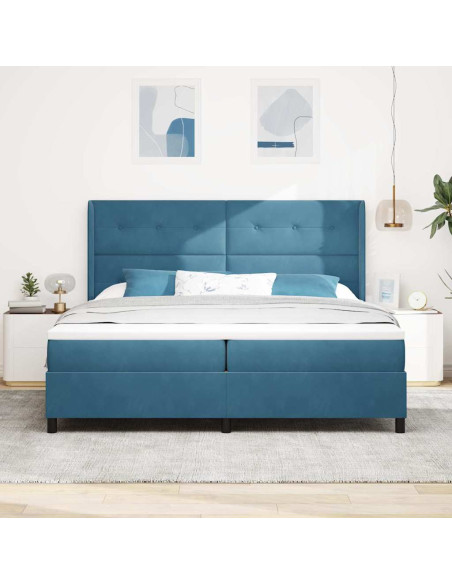 Letto a molle con materasso Blu 100 x 200 cm Velluto
