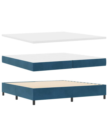 Letto a molle con materasso Blu 100 x 200 cm Velluto