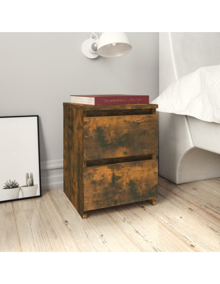 Comodino in rovere affumicato 30x30x40 cm in Legno Multistrato