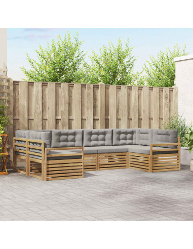 Set di divani da esterno 6 pcs Bianco e Grigio Chiaro