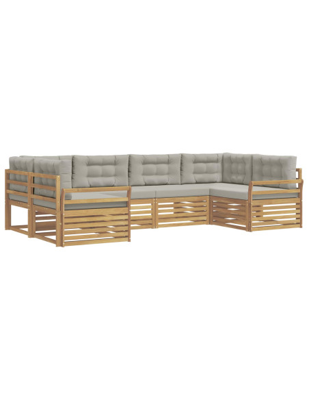 Set di divani da esterno 6 pcs Bianco e Grigio Chiaro