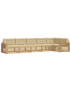 Set di divani da esterno 6 pcs Bianco e Beige 2