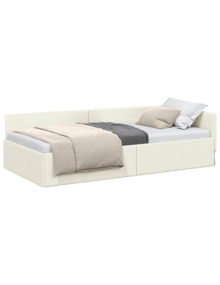 Cornice del letto ad angolo Crema 100 cm x 200 cm Velluto