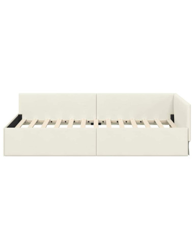 Cornice del letto ad angolo Crema 100 cm x 200 cm Velluto