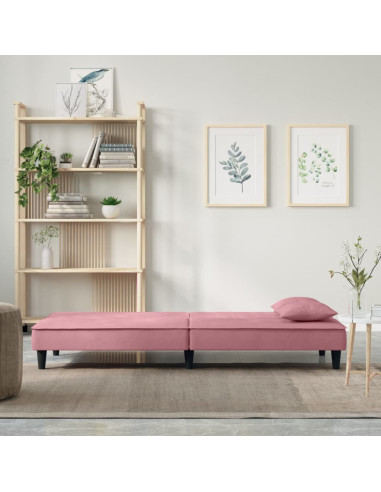 Divano Letto Rosa in Velluto